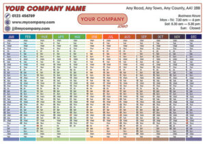 coloured months a3 wall planner